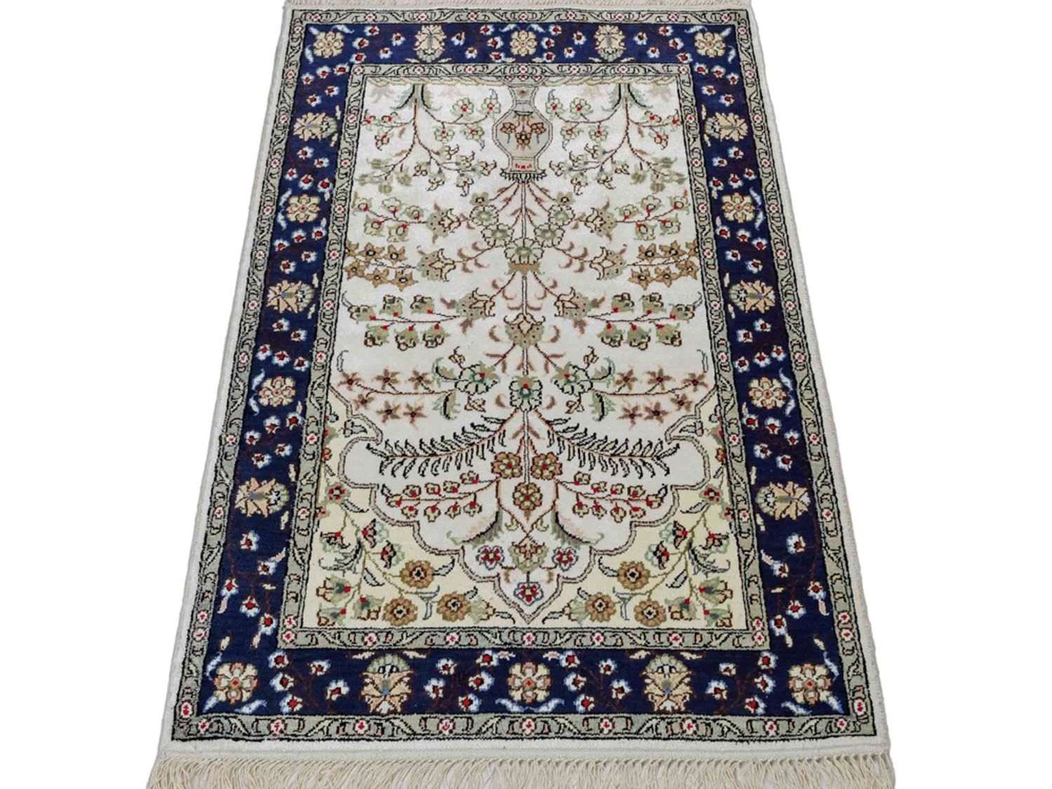 Alfombra de seda - Seda china - 90 x 62 cm - beige