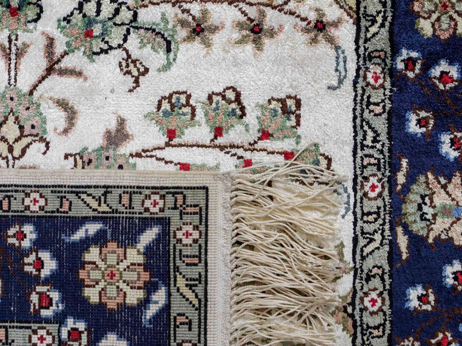 Alfombra de seda - Seda china - 90 x 62 cm - beige