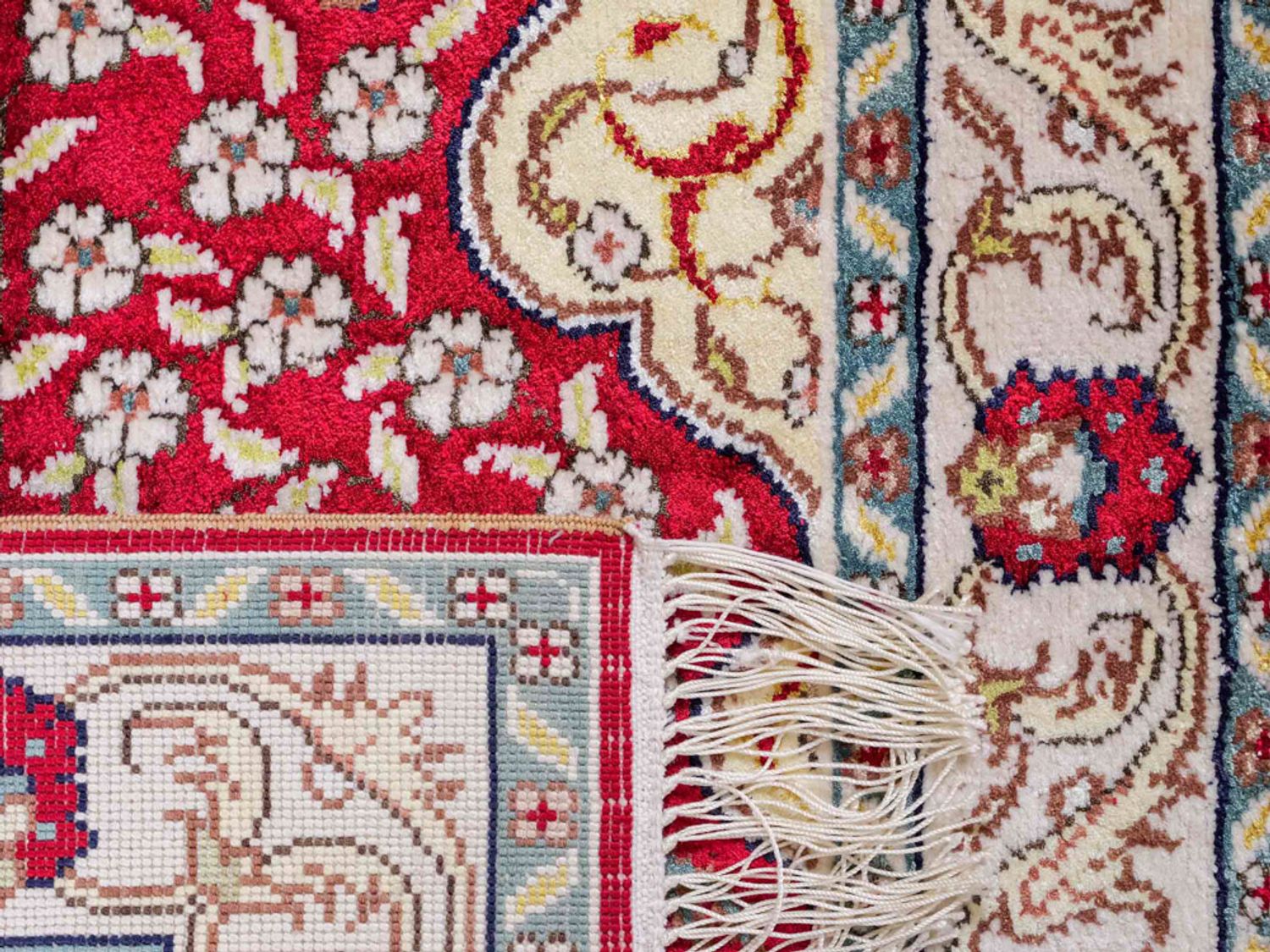 Hedvábný koberec - Čínské hedvábí - 89 x 58 cm - světle červená