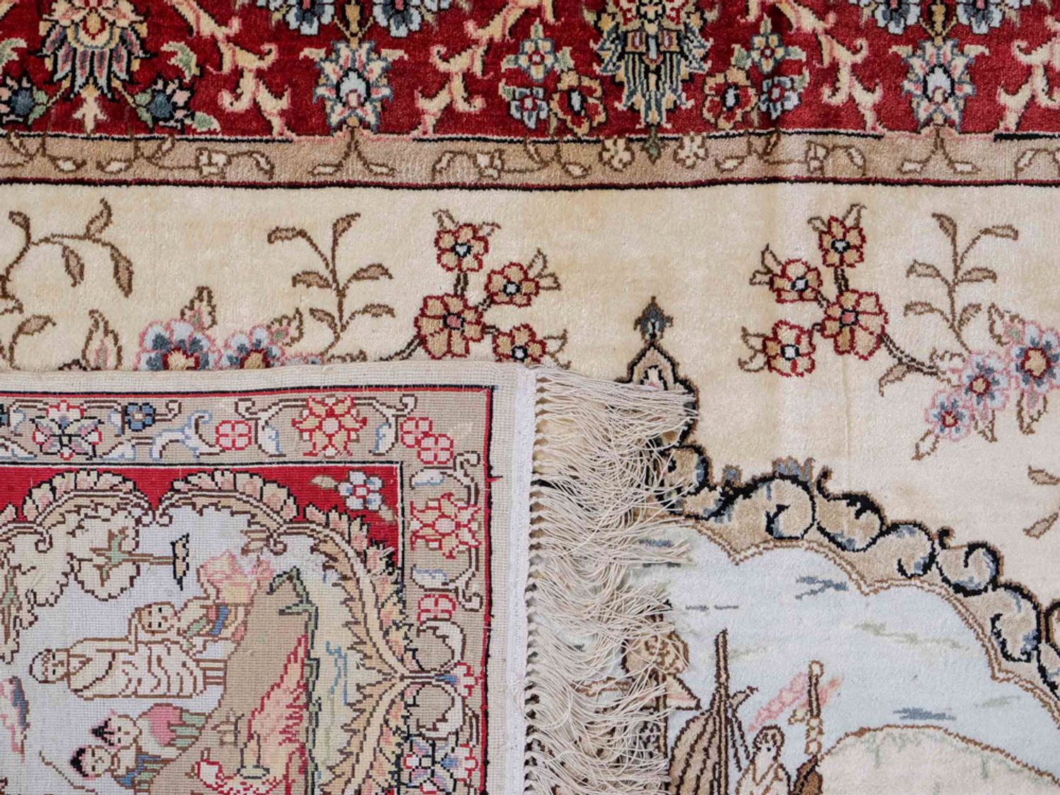 Silketeppe - Kina silke - 153 x 95 cm - lys beige