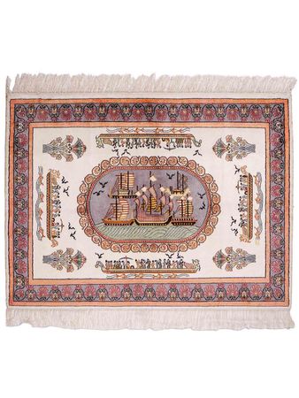 Hedvábný koberec - Čínské hedvábí - 123 x 91 cm - béžová