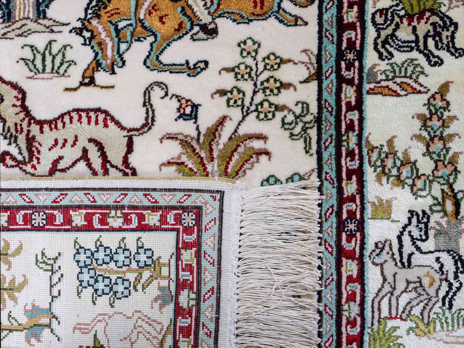 Hedvábný koberec - Čínské hedvábí - 150 x 88 cm - béžová