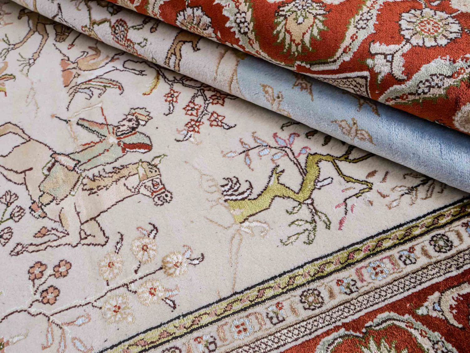 Hedvábný koberec - Čínské hedvábí - 178 x 123 cm - béžová