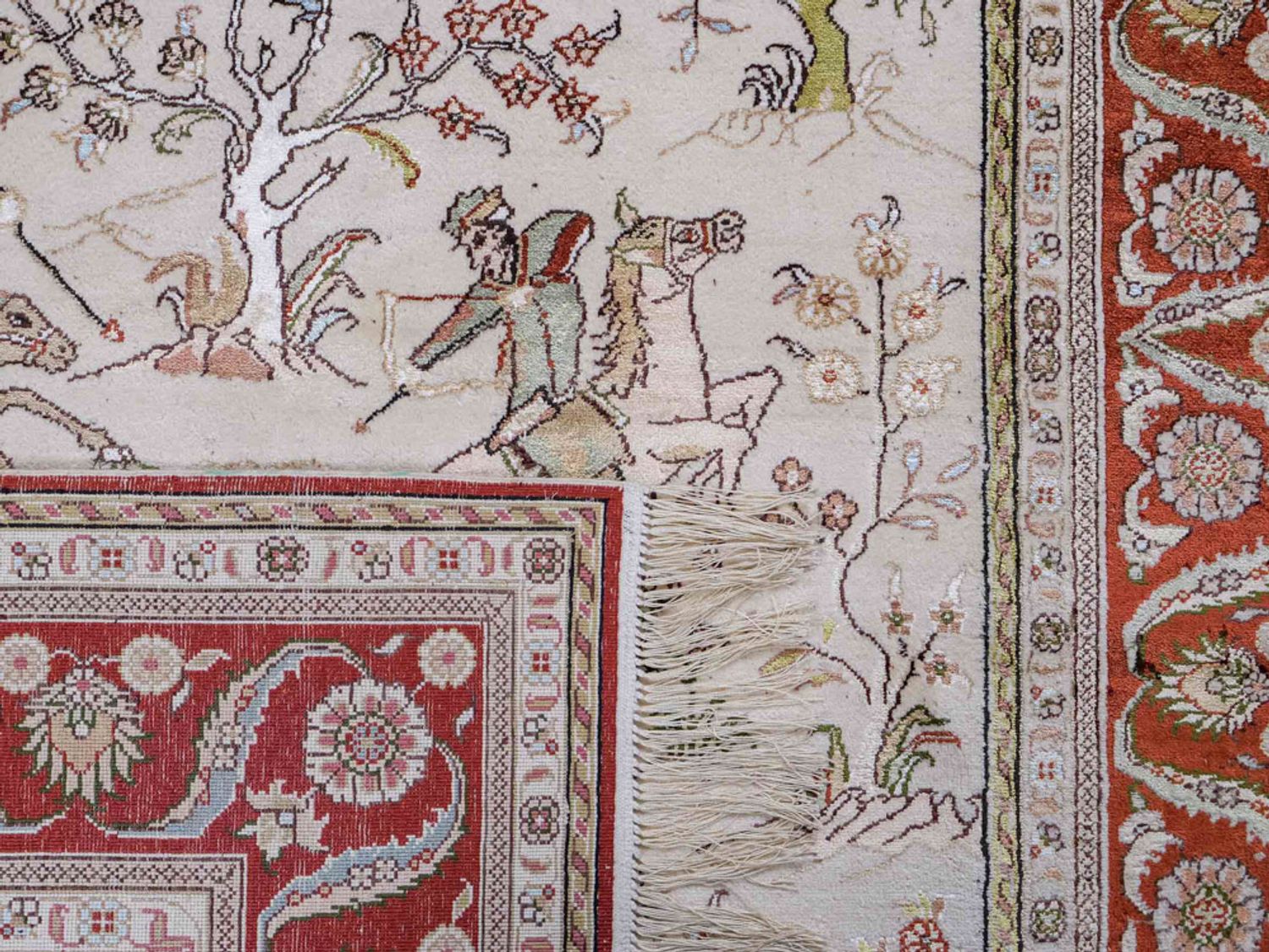 Hedvábný koberec - Čínské hedvábí - 178 x 123 cm - béžová