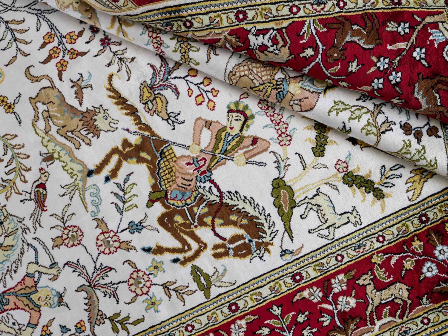 Hedvábný koberec - Čínské hedvábí - 180 x 123 cm - béžová