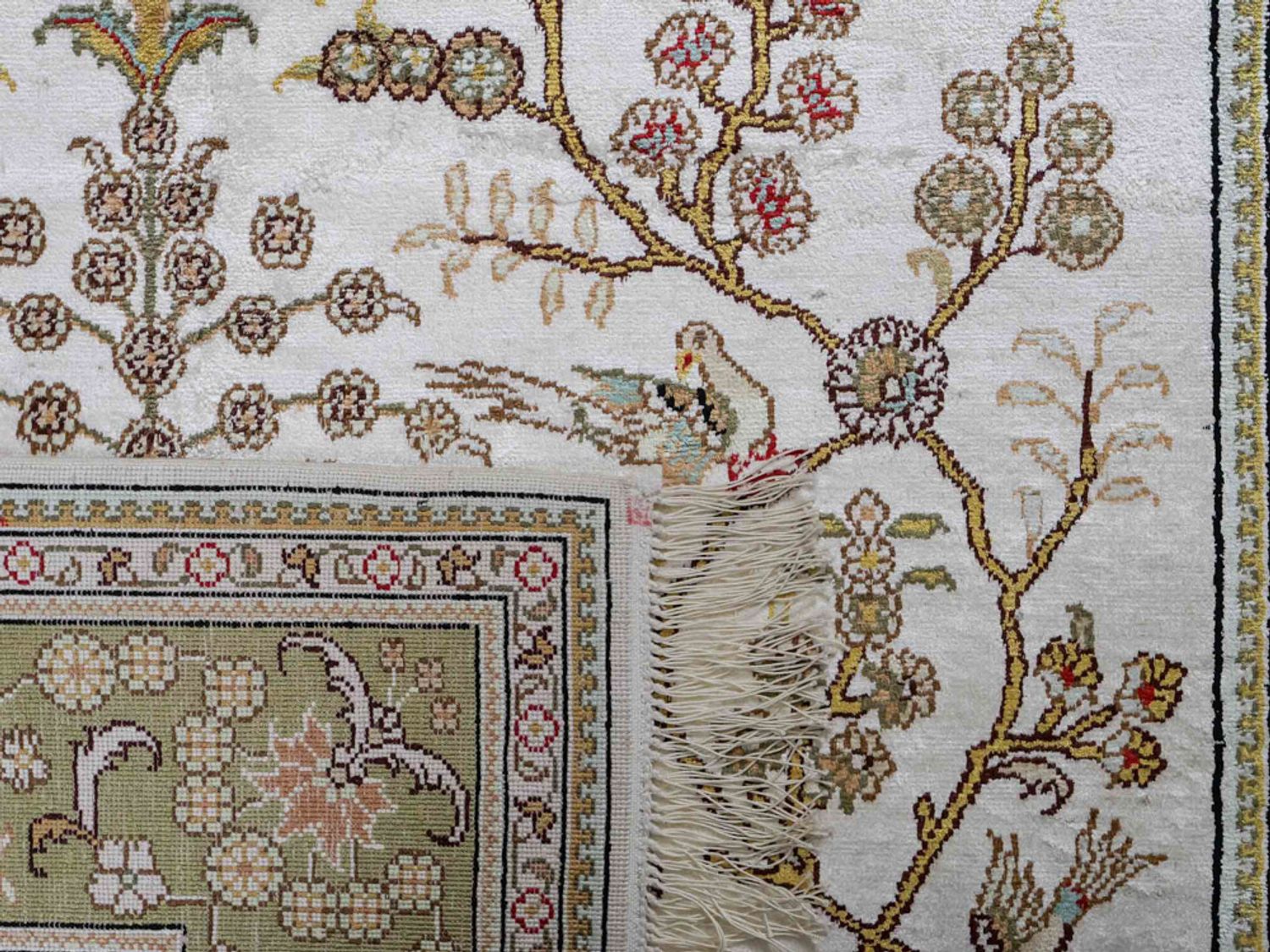 Hedvábný koberec - Čínské hedvábí - 183 x 124 cm - béžová