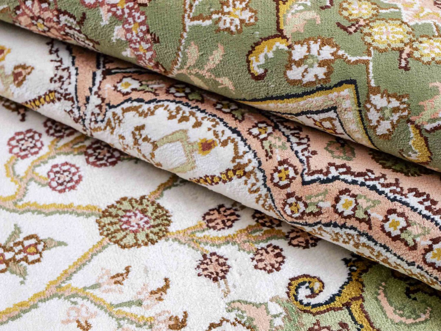 Hedvábný koberec - Čínské hedvábí - 181 x 123 cm - béžová