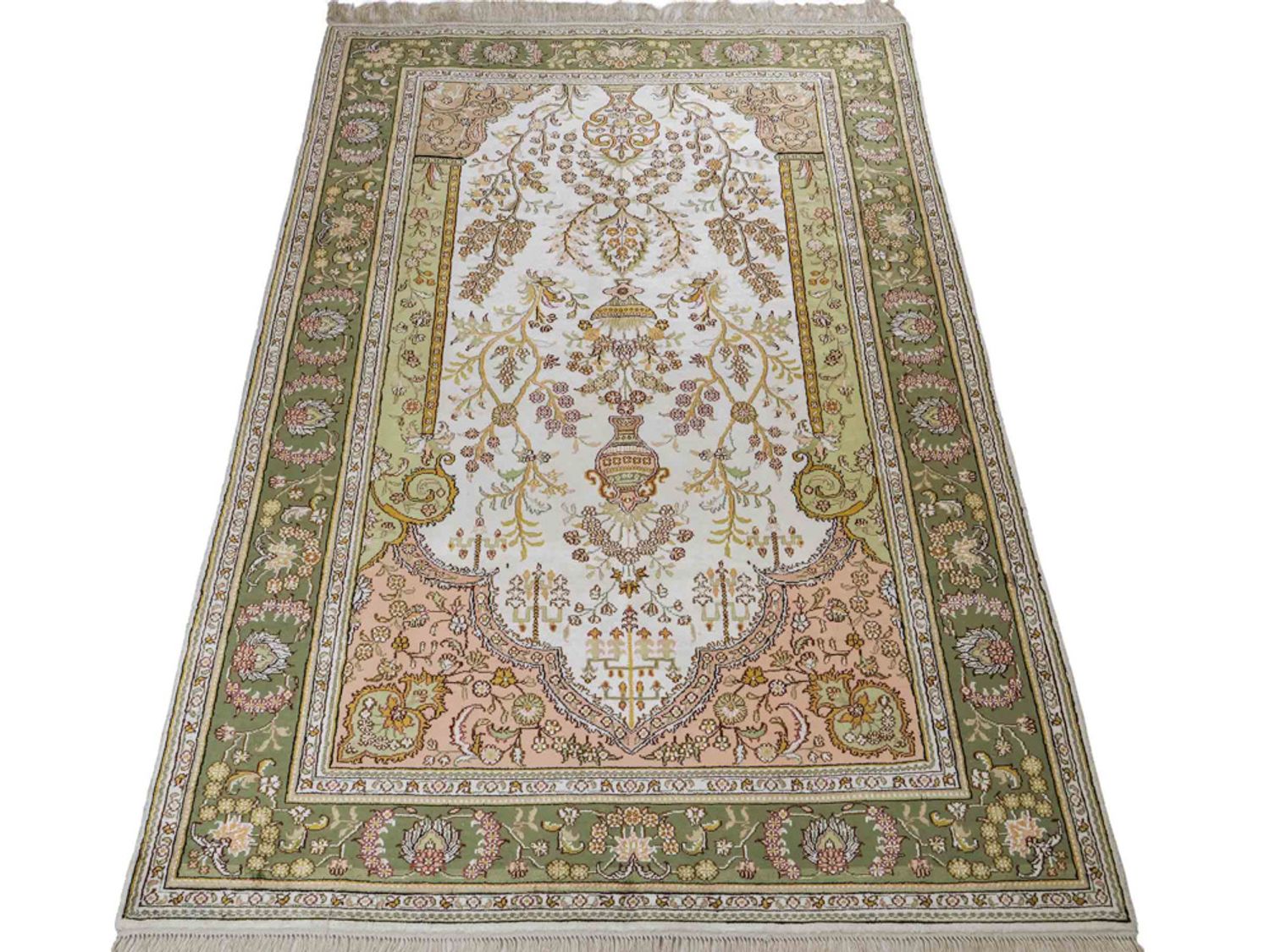 Hedvábný koberec - Čínské hedvábí - 181 x 123 cm - béžová