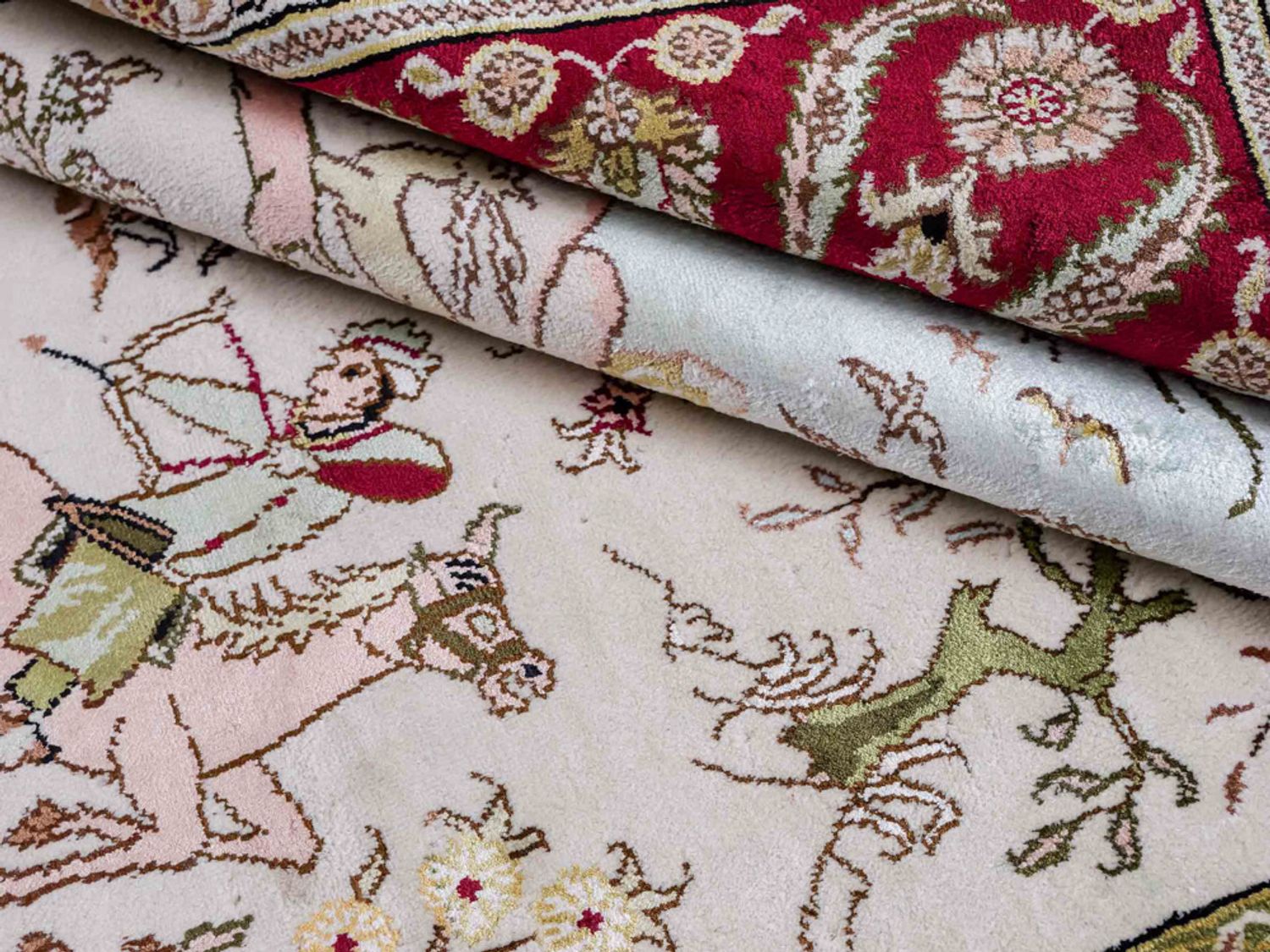 Hedvábný koberec - Čínské hedvábí - 183 x 125 cm - béžová