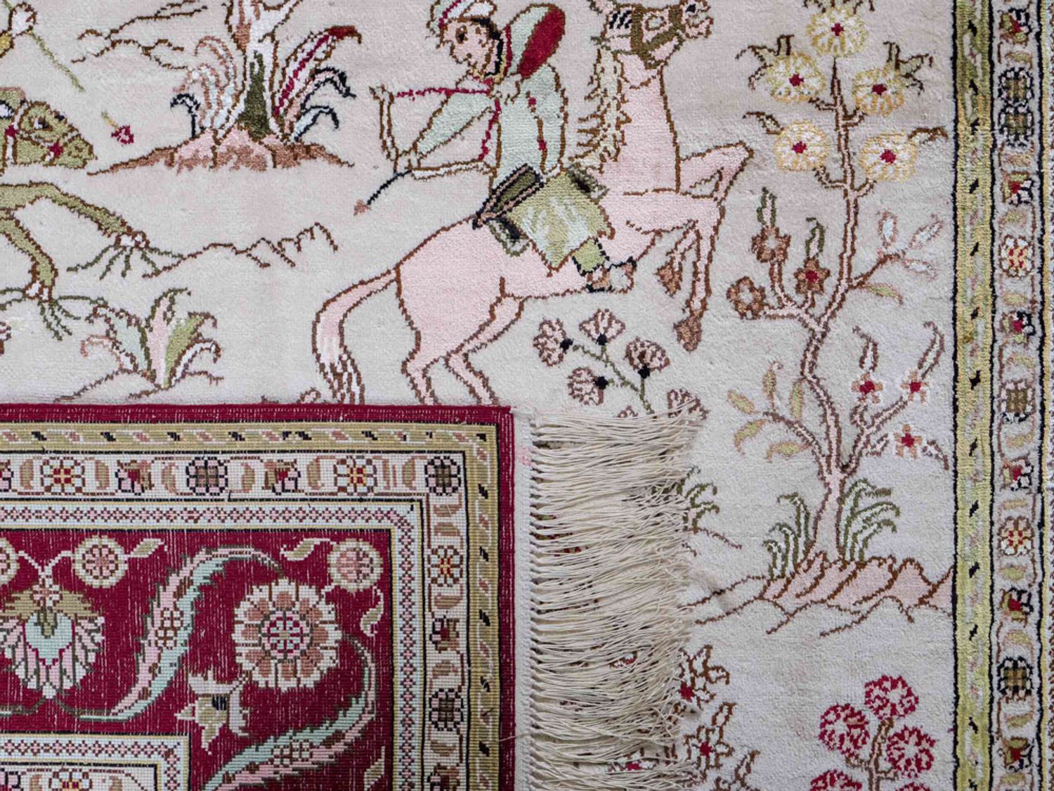 Hedvábný koberec - Čínské hedvábí - 183 x 125 cm - béžová