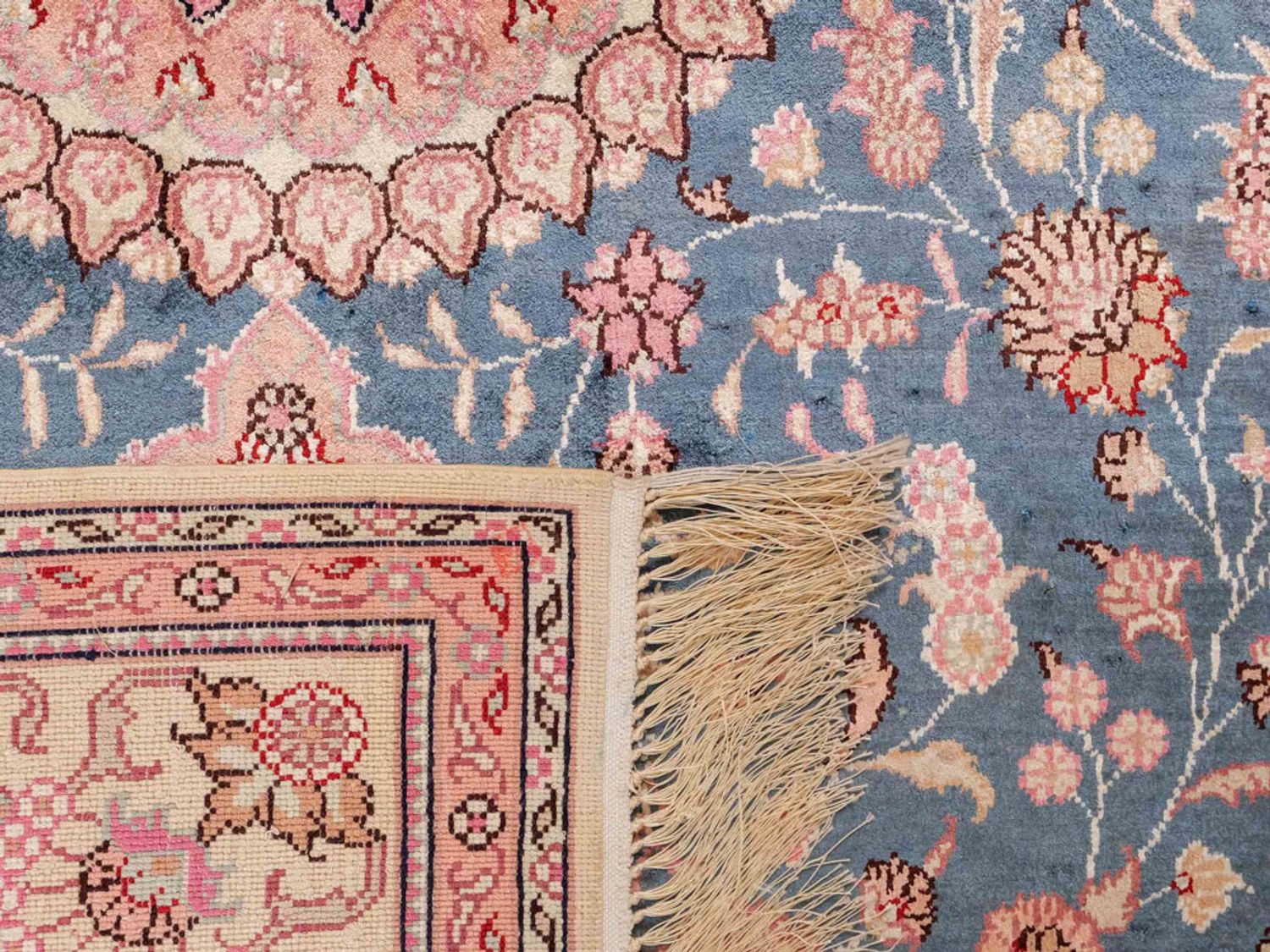 Hedvábný koberec - Čínské hedvábí - 192 x 123 cm - modrá