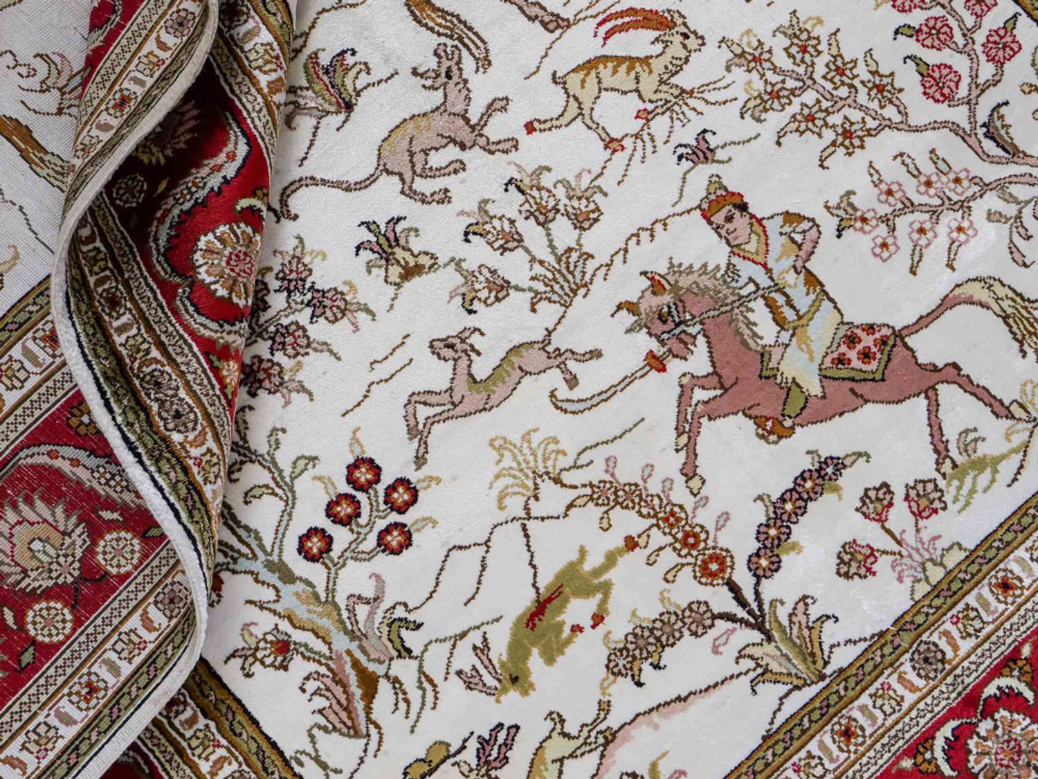 Hedvábný koberec - Čínské hedvábí - 184 x 125 cm - béžová