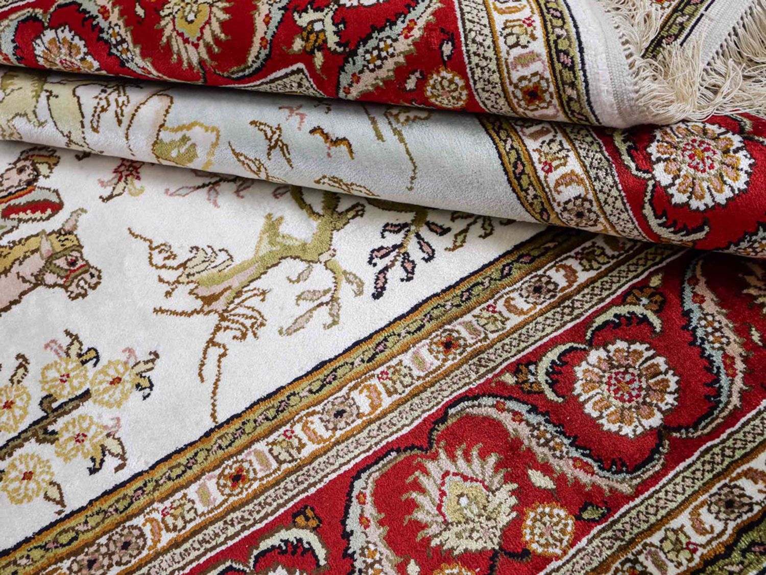 Hedvábný koberec - Čínské hedvábí - 184 x 125 cm - béžová