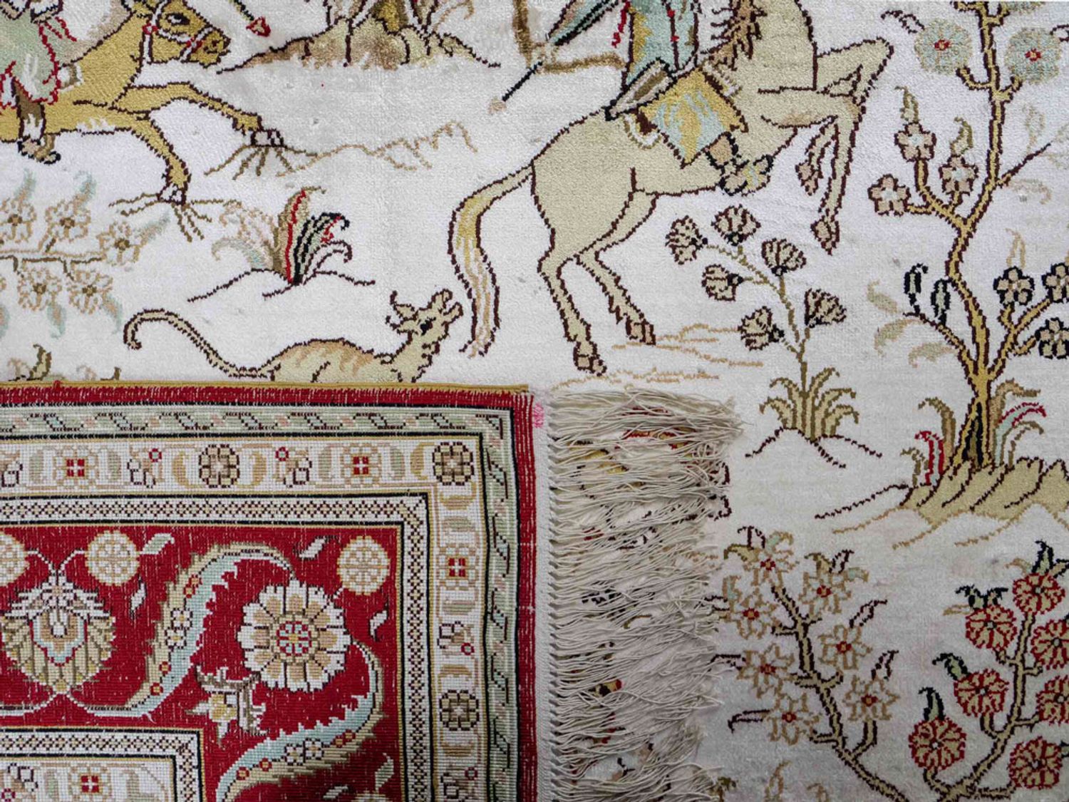 Hedvábný koberec - Čínské hedvábí - 183 x 124 cm - béžová