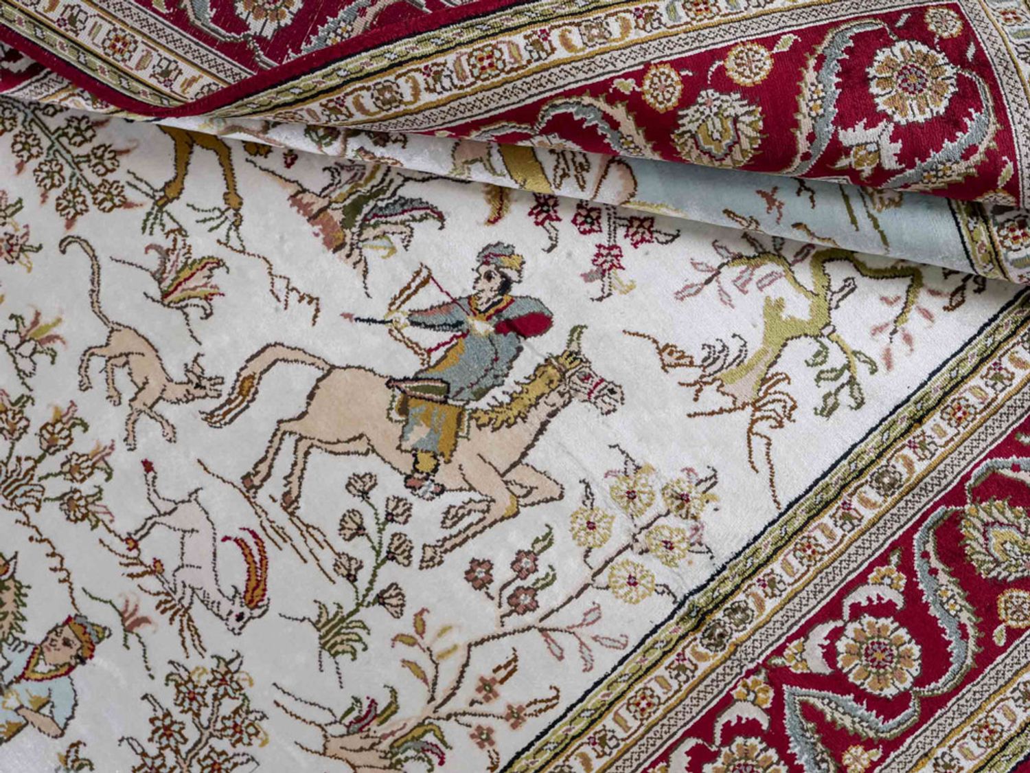 Hedvábný koberec - Čínské hedvábí - 180 x 123 cm - béžová