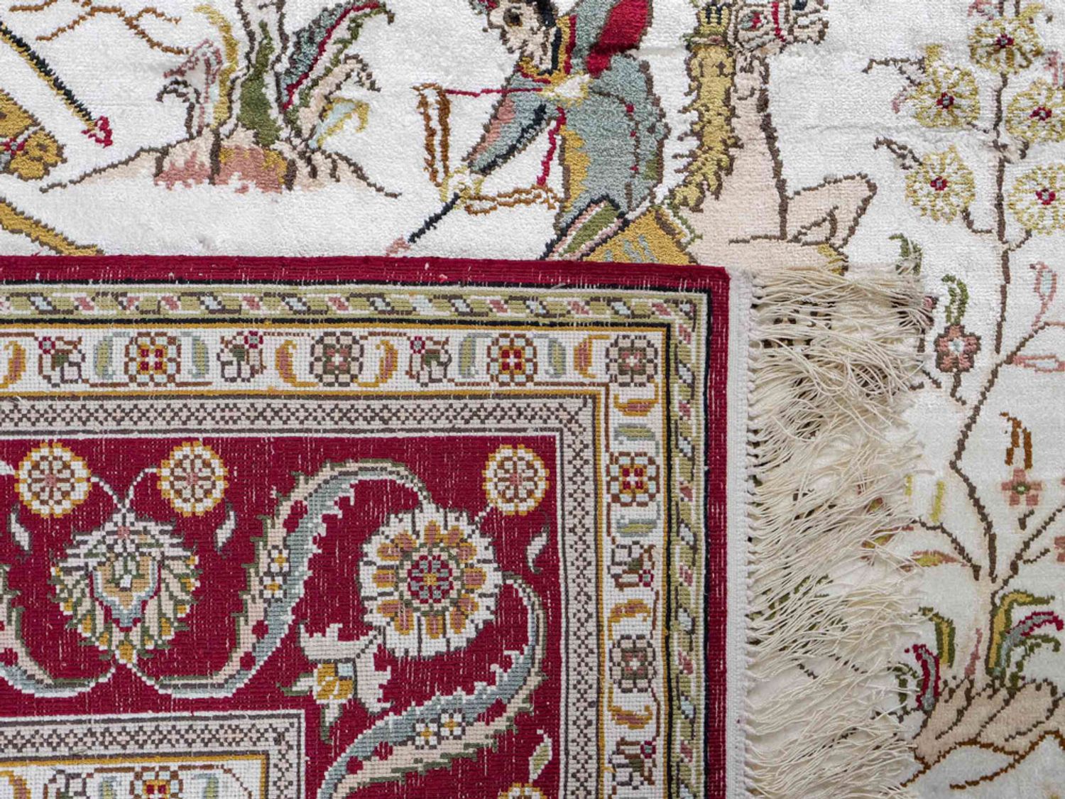 Hedvábný koberec - Čínské hedvábí - 180 x 123 cm - béžová