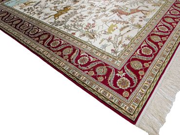 Hedvábný koberec - Čínské hedvábí - 180 x 123 cm - béžová