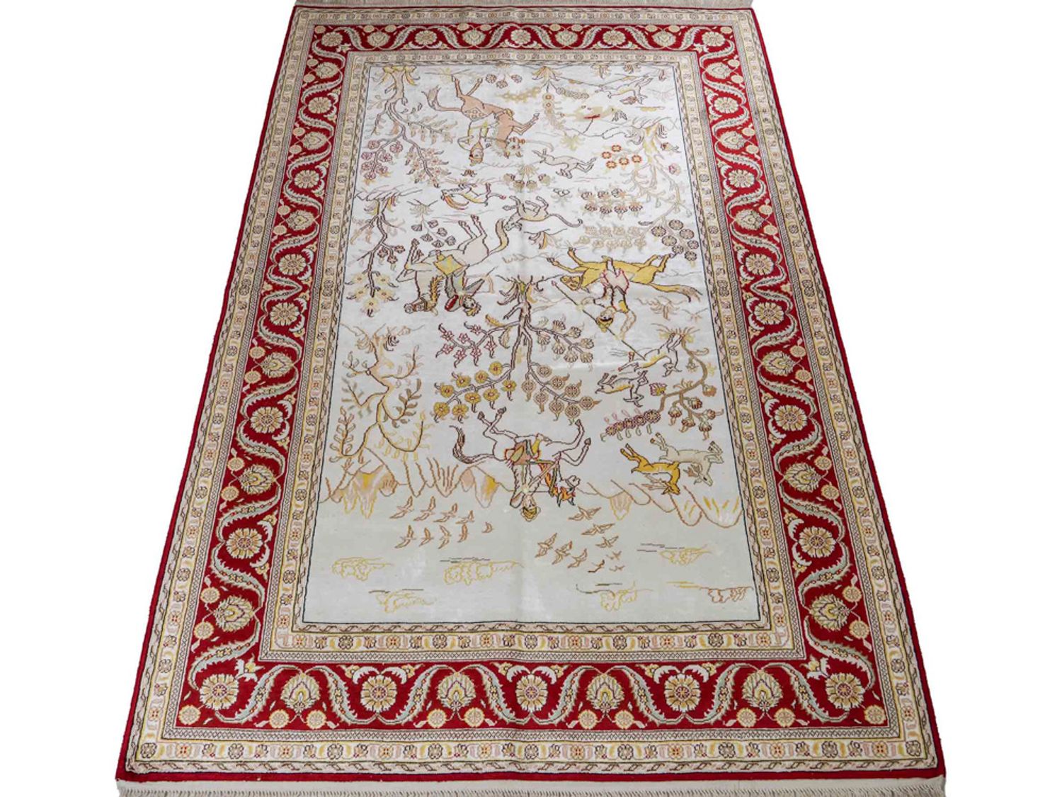 Hedvábný koberec - Čínské hedvábí - 185 x 127 cm - béžová