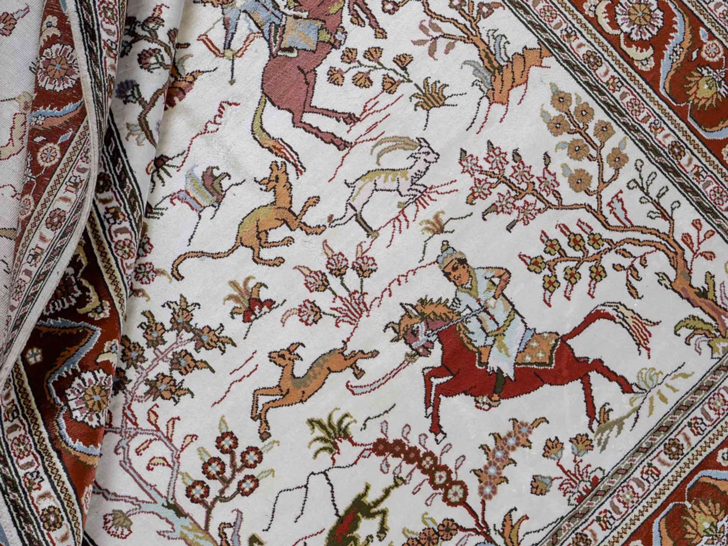 Hedvábný koberec - Čínské hedvábí - 184 x 125 cm - béžová