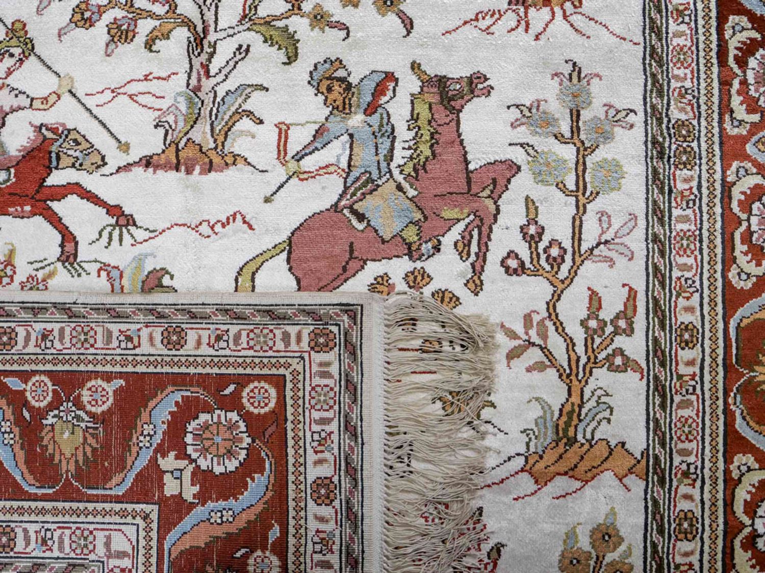 Hedvábný koberec - Čínské hedvábí - 184 x 125 cm - béžová