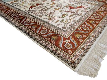 Hedvábný koberec - Čínské hedvábí - 184 x 125 cm - béžová