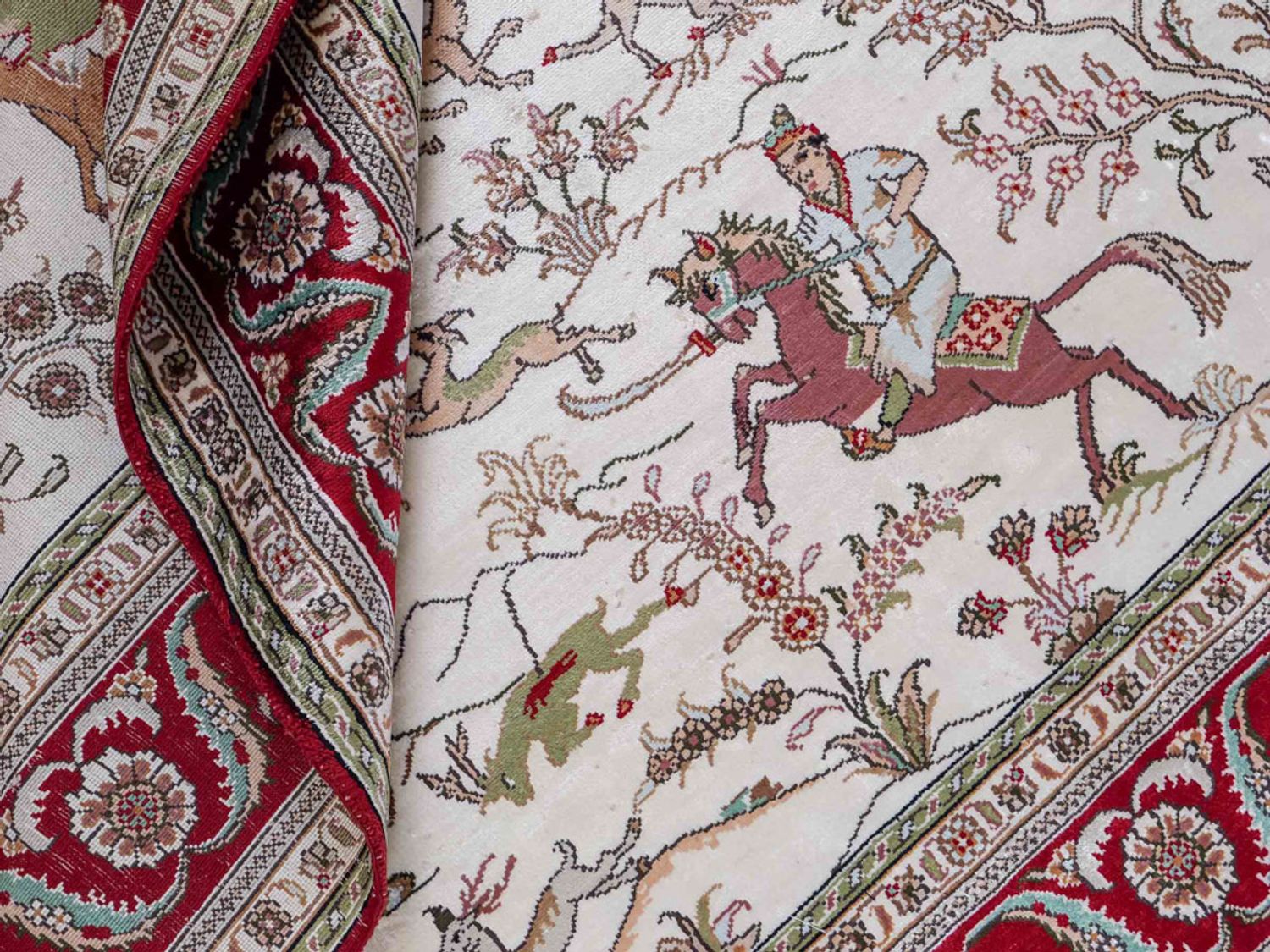 Hedvábný koberec - Čínské hedvábí - 180 x 124 cm - béžová