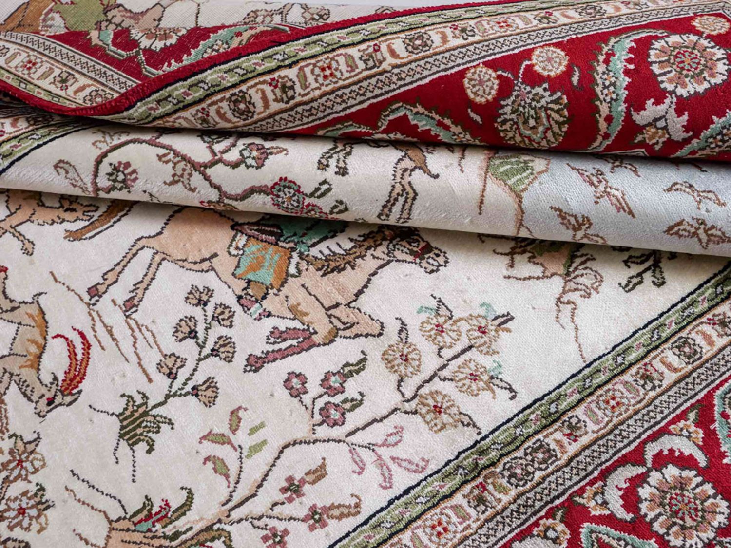 Hedvábný koberec - Čínské hedvábí - 180 x 124 cm - béžová