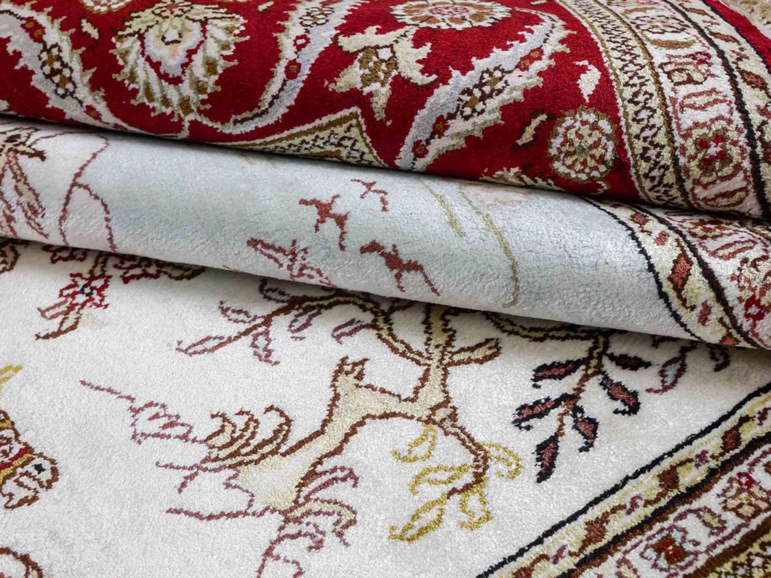 Hedvábný koberec - Čínské hedvábí - 185 x 124 cm - béžová