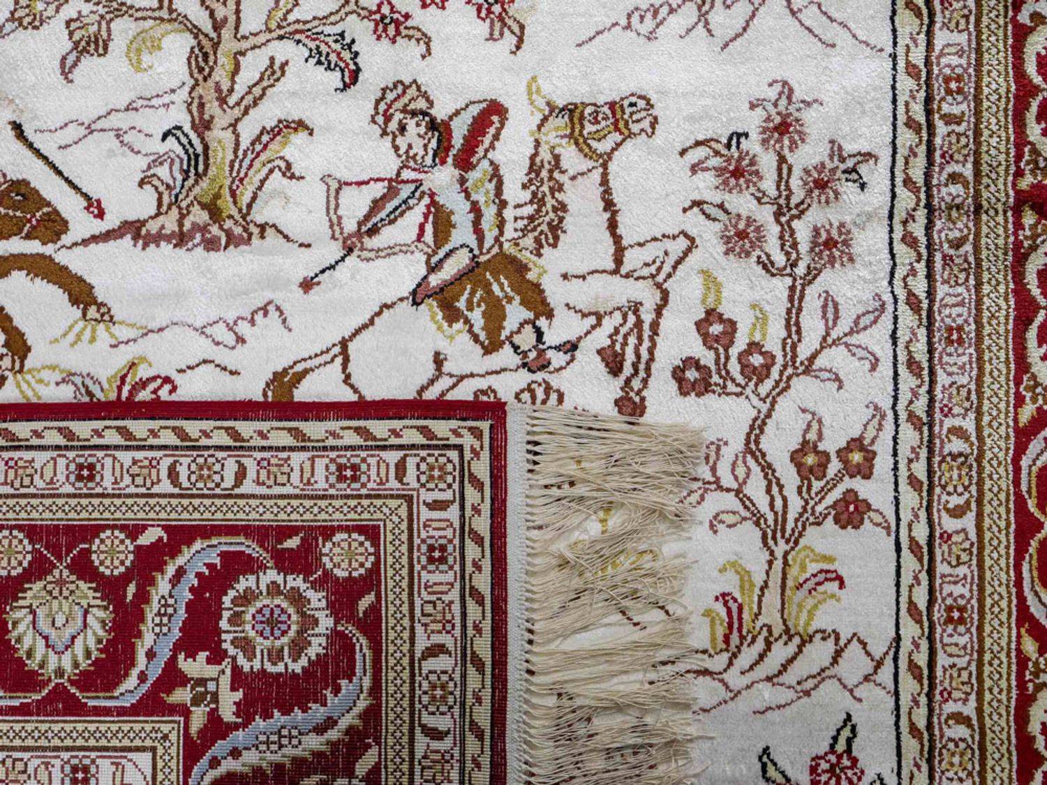 Hedvábný koberec - Čínské hedvábí - 185 x 124 cm - béžová