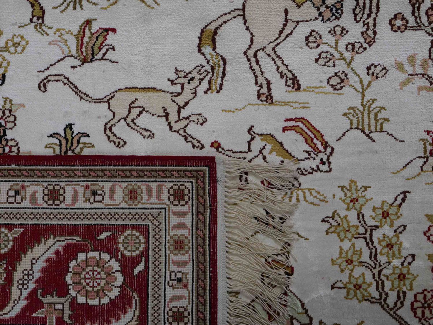 Hedvábný koberec - Čínské hedvábí - 183 x 126 cm - béžová