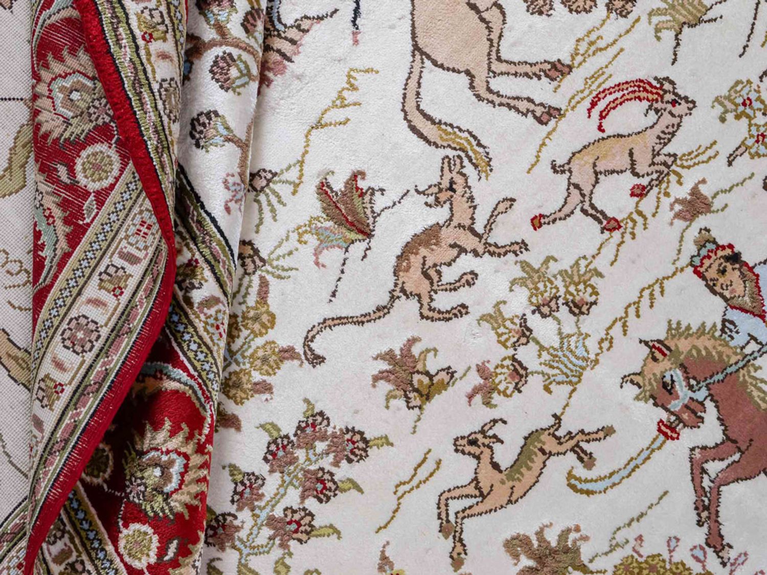 Hedvábný koberec - Čínské hedvábí - 176 x 124 cm - béžová