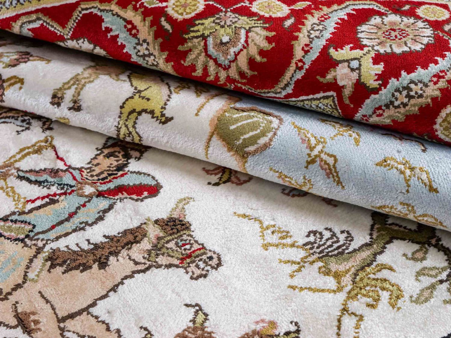 Hedvábný koberec - Čínské hedvábí - 176 x 124 cm - béžová