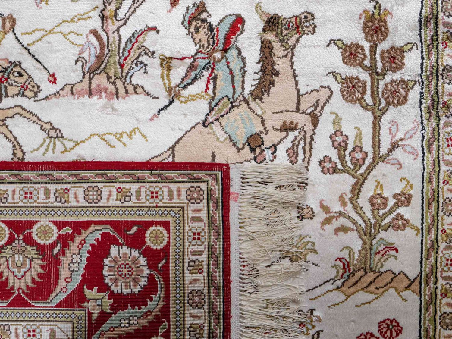 Hedvábný koberec - Čínské hedvábí - 176 x 124 cm - béžová