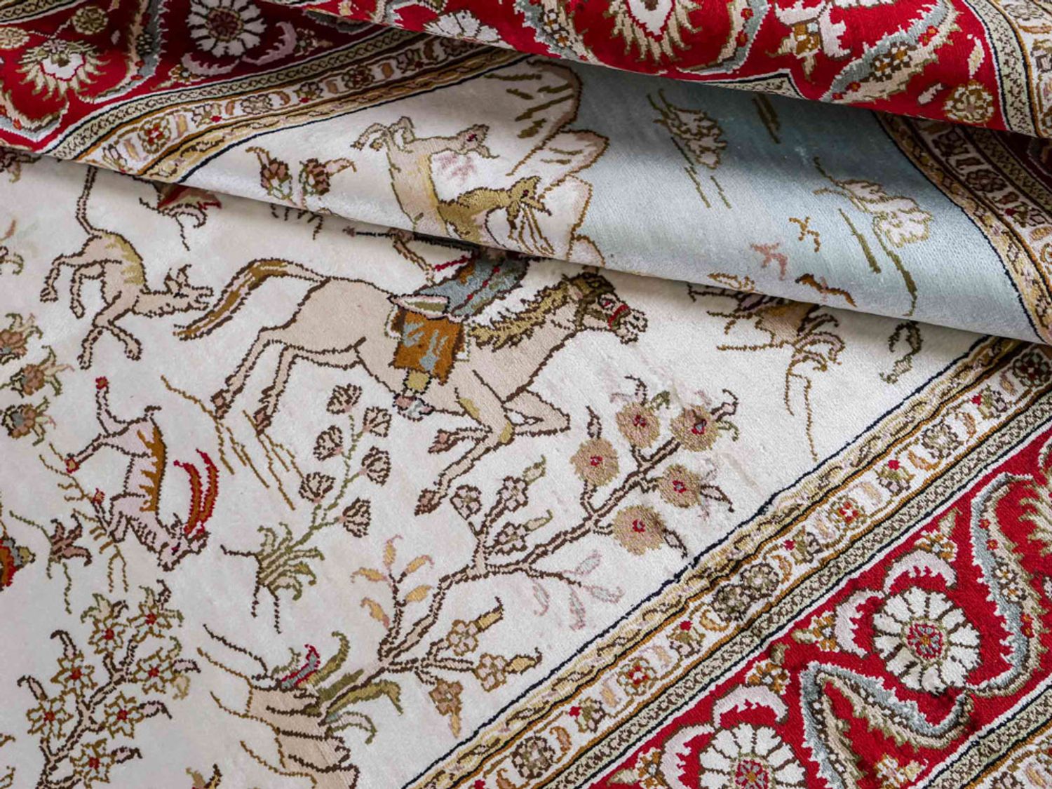 Hedvábný koberec - Čínské hedvábí - 185 x 126 cm - béžová