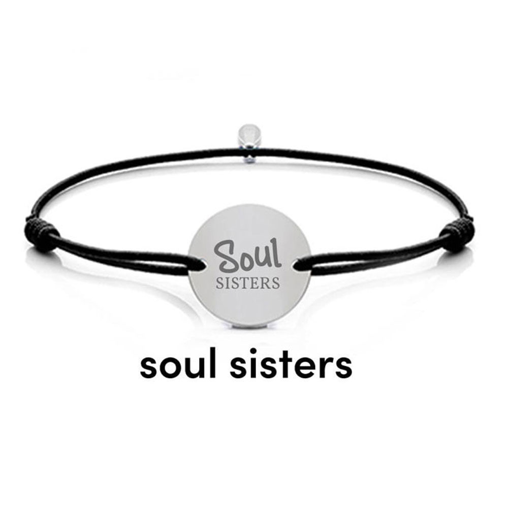 StretchArmband mit GravurSpruch Soul Sisters Farbe Silber