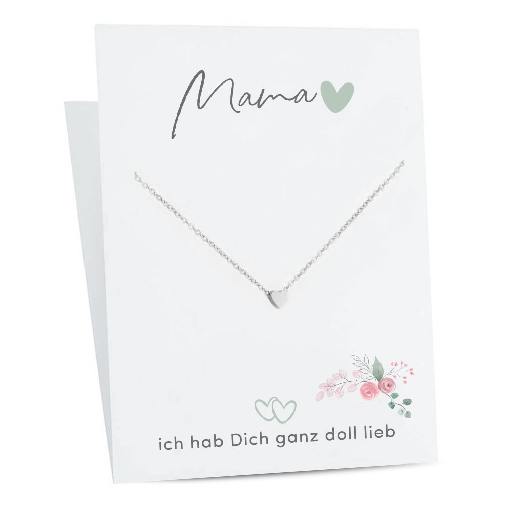 Freundschaftskette mit Herz auf Geschenkkarte - Mama Freundschaftskette mit Herz auf Geschenkkarte - Mama