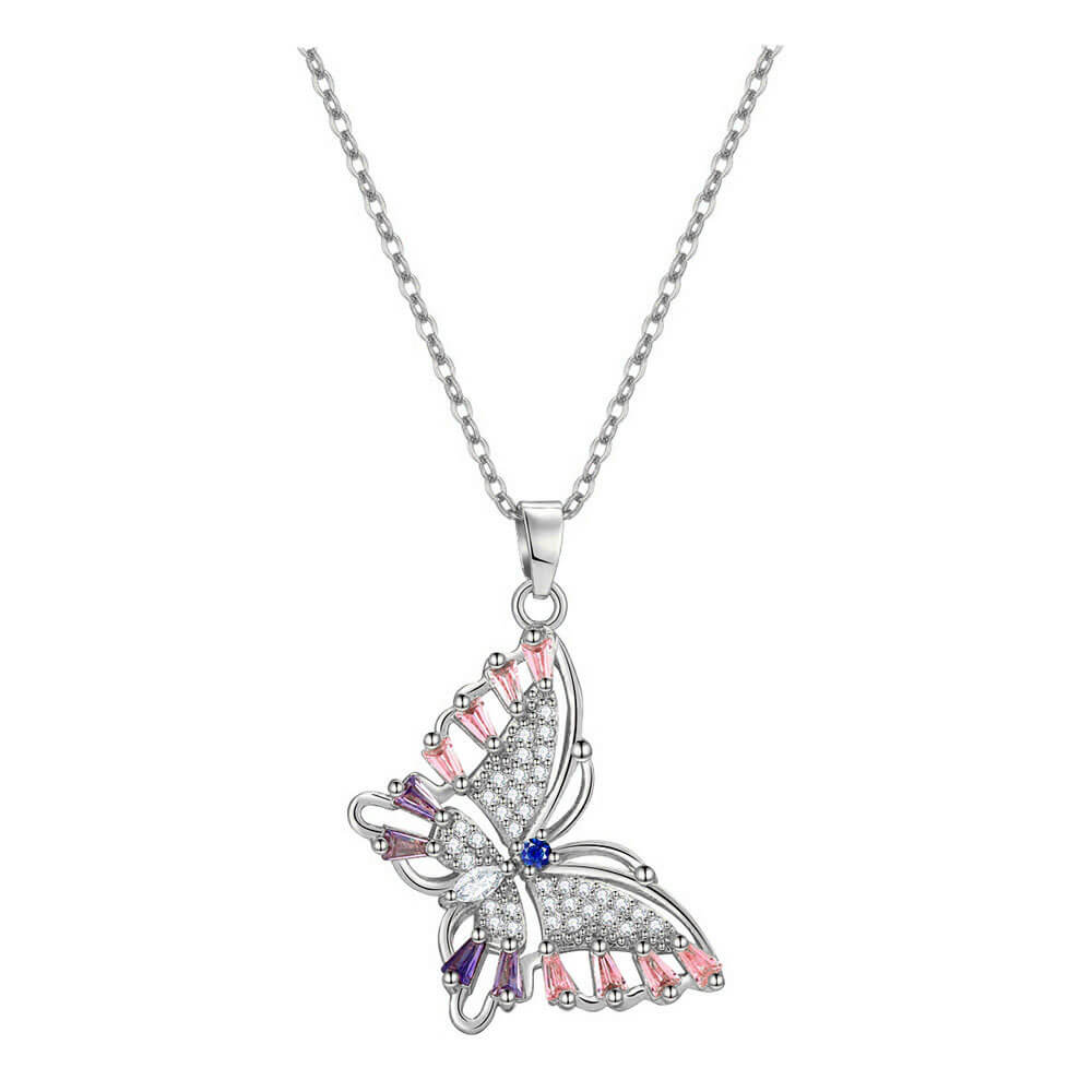 Halskette mit Schmetterling-Anhänger - Farbe: Silber