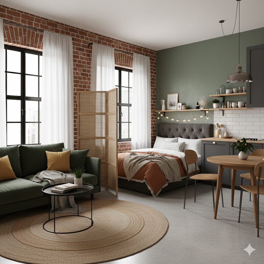Wohnzimmer Und Schlafzimmer In Einem Raum