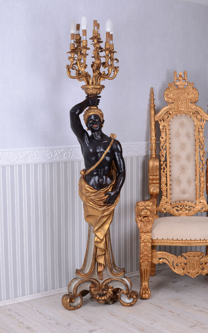 KANDELABER XXL Barock STEHLEUCHTE Venedig Lampe MOHR Stehlampe Skulptur