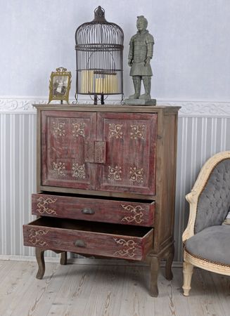 Chinesischer Hochzeitsschrank Antikstil Kleiderschrank China rot Wäscheschrank
