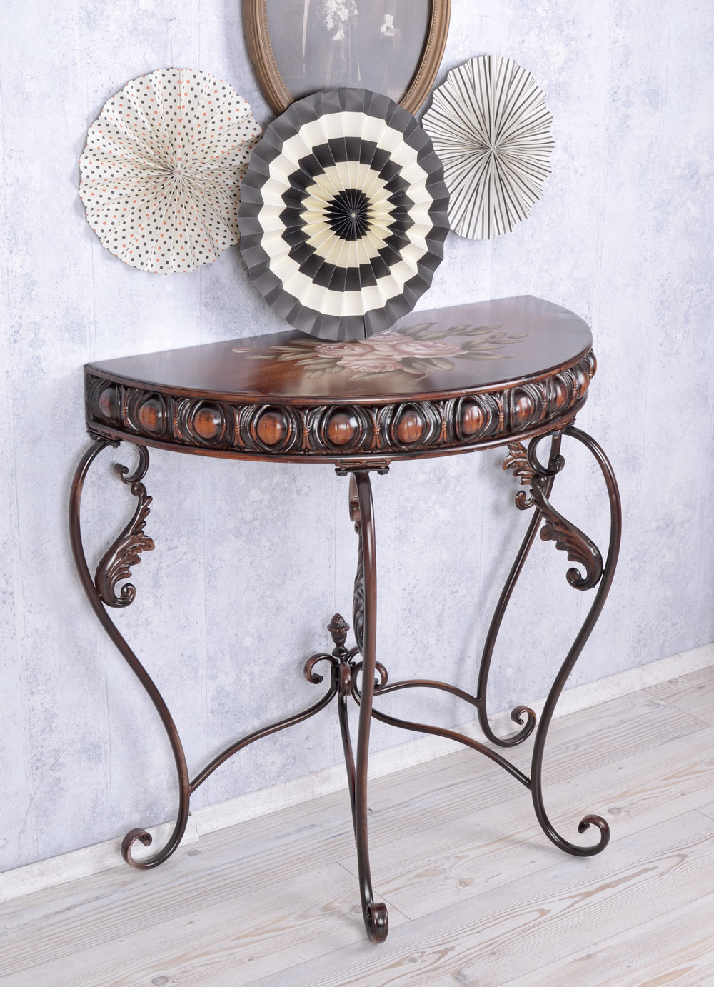 FLORENTINISCHE TISCHKONSOLE BEISTELLTISCH Rosen Wandtisch Antik