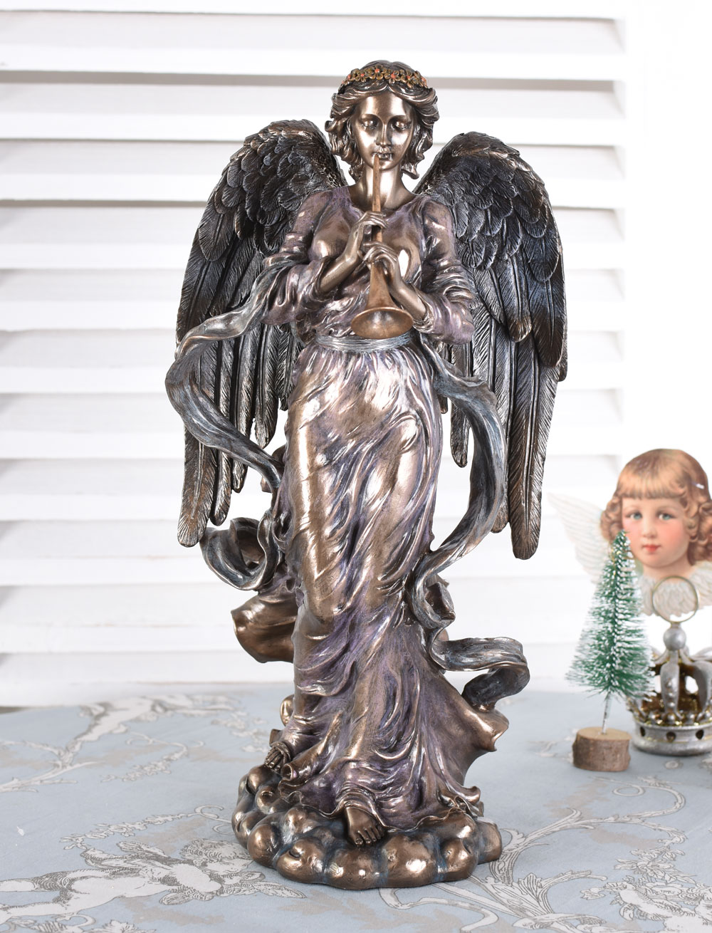 Vintage Engel Figur im Jugendstil Schutzengel Skulptur Erzengel Cherub Veronese