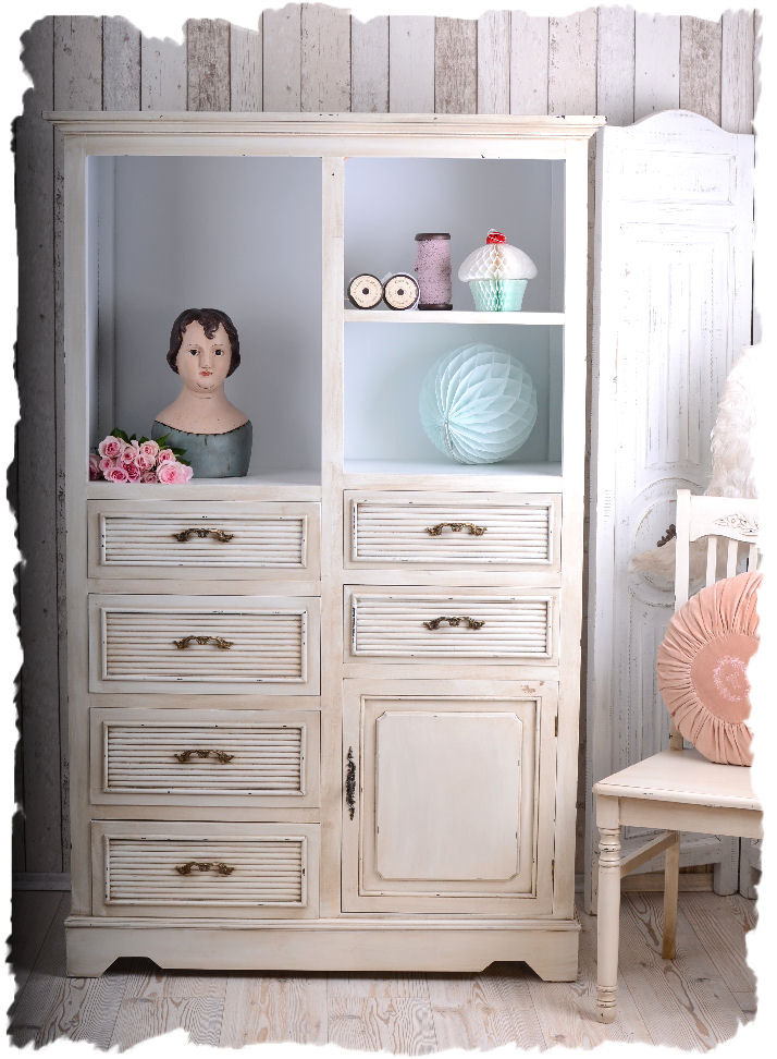 Schrank Schubladenschrank im Landhausstil Kommode Hochschrank
