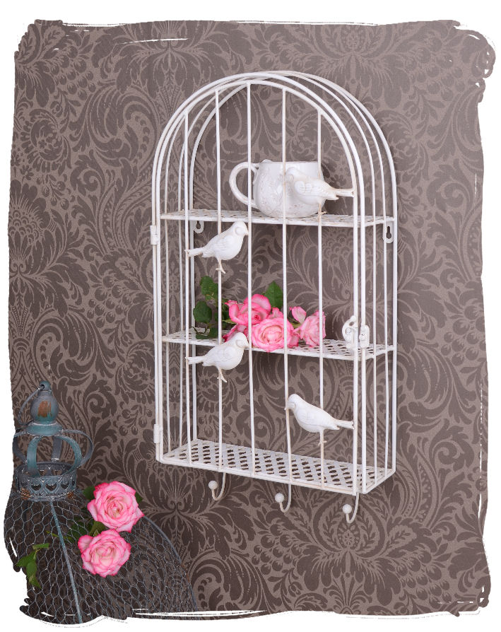 Hängeregal Hakenleiste Vogelkäfig Regal Shabby Ablage Weiss Wandregal