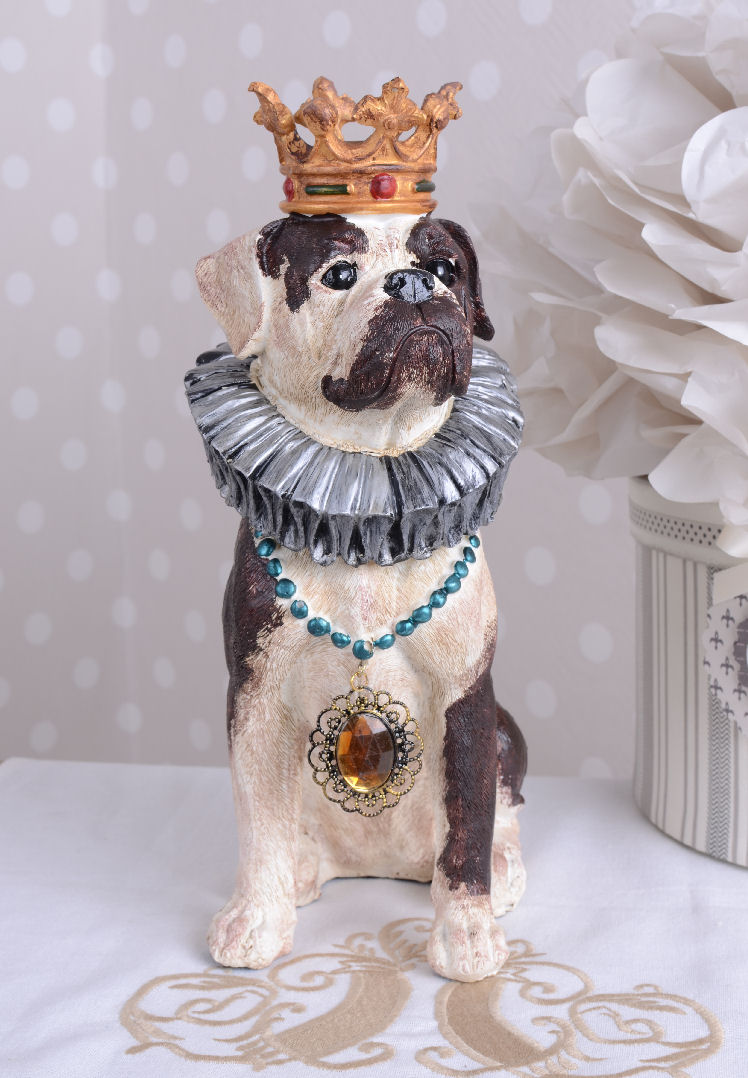 Hundefigur Bulldogge Kerzenleuchter Tischleuchter Leuchter Hund Kerzenhalter