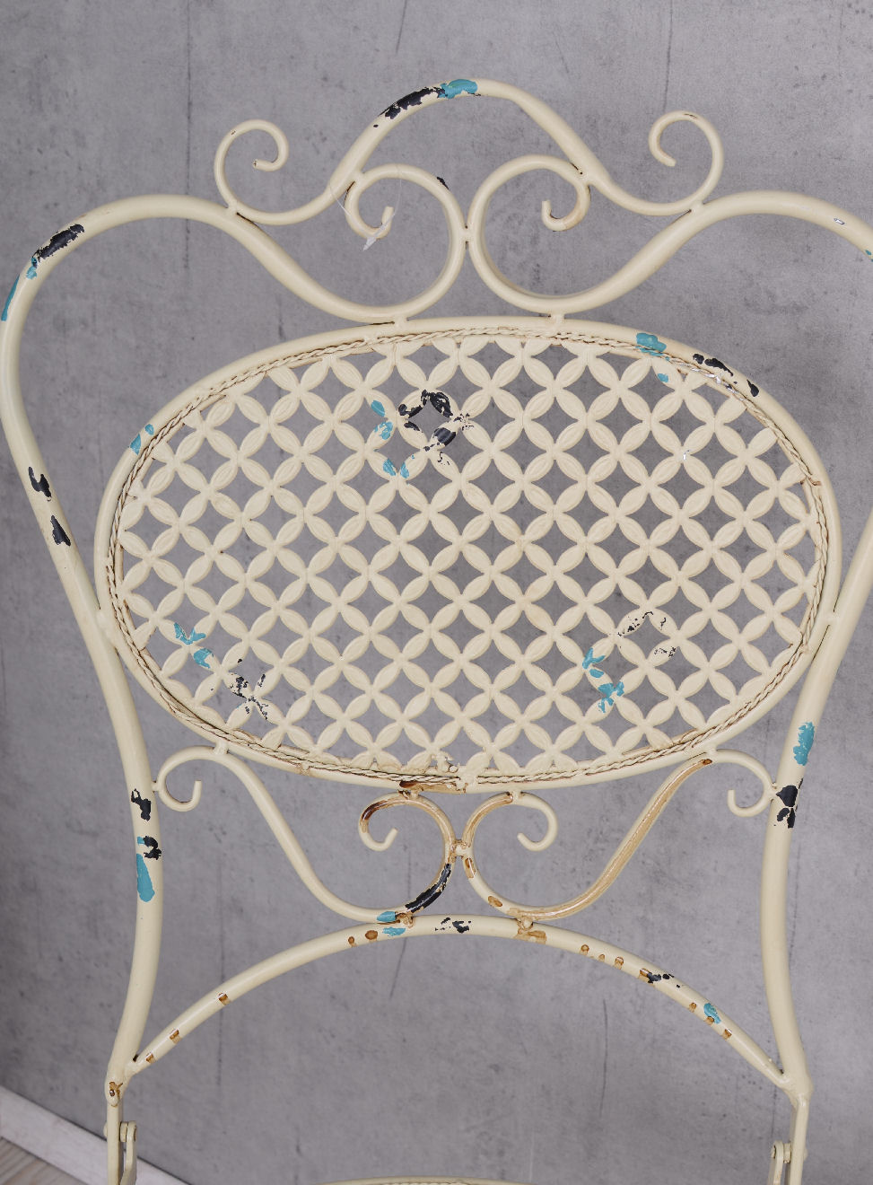 Metallstuhl Antik Stuhl Shabby Chic Gartenstuhl Balkonstuhl Eisenstuhl