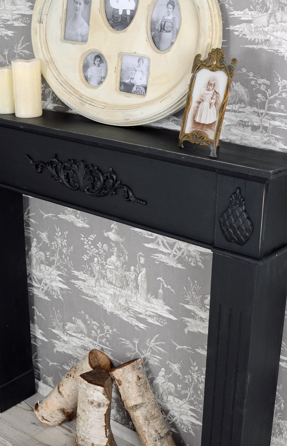 Antiquitäten & Kunst Kamin schwarz Kaminumrandung Kaminkonsole