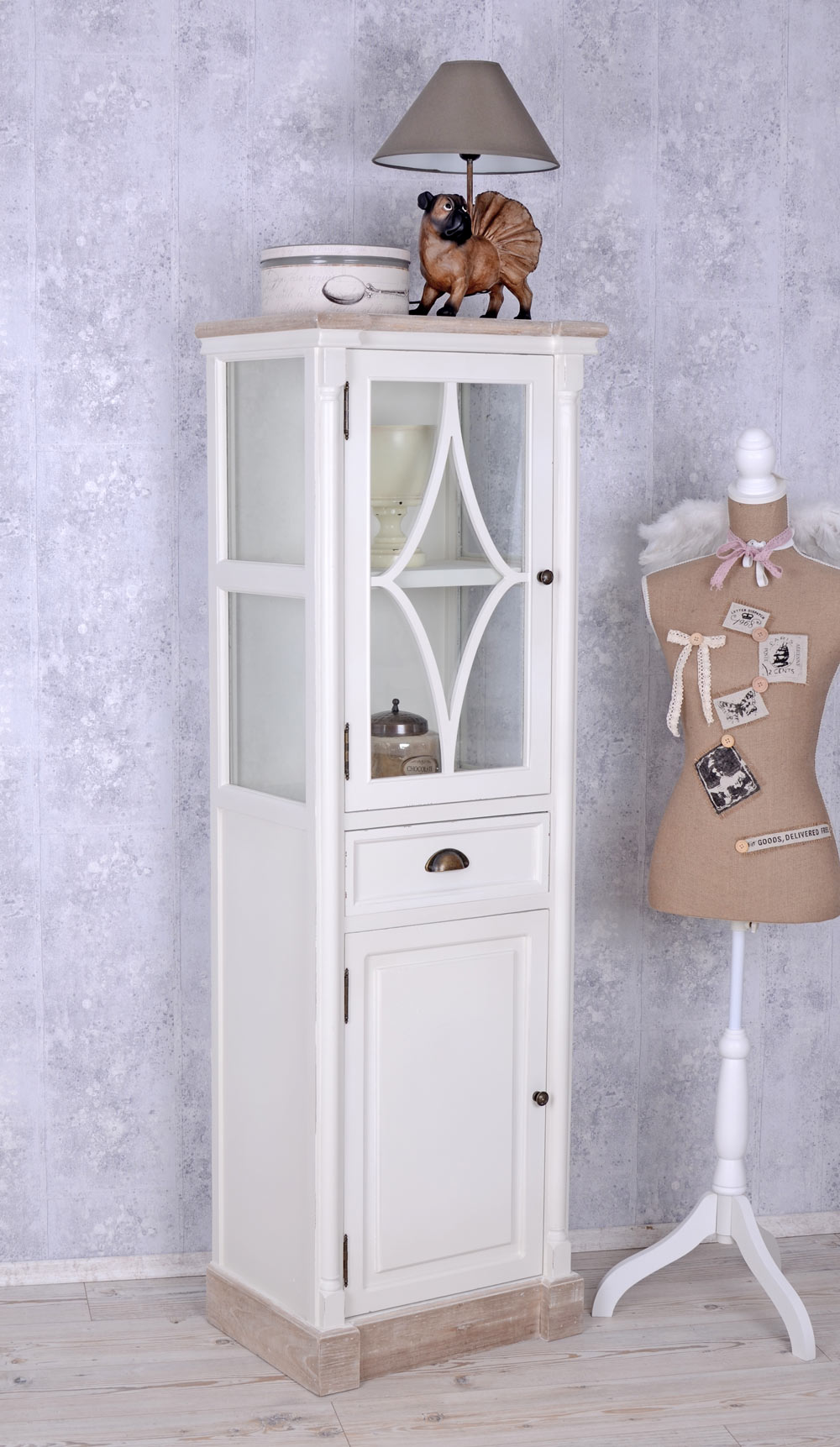 Küchenschrank Buffet Landhaus Vitrine Hochschrank shabby