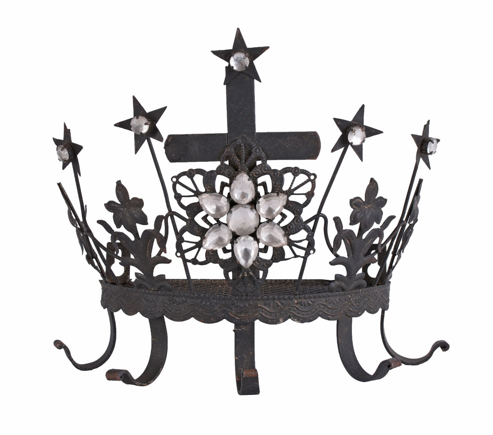Attaccapanni Da Parete Shabby Chic A Forma Di Corona Con Ganci E Ripiano - Decorazione Vintage