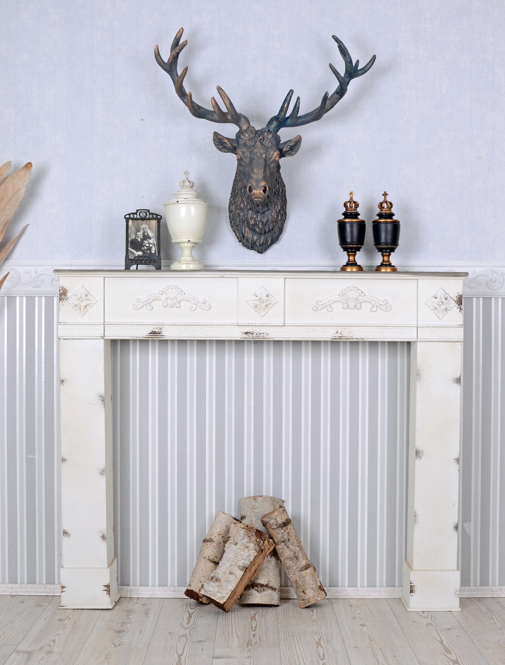 Camino Dummy Decorativo Stile Country Caminetto Mensola Del Bianco Legno Ebay